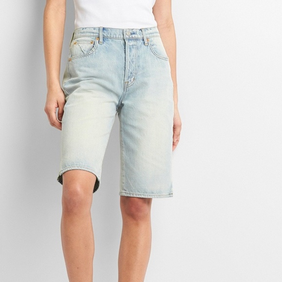 High rise denim bermuda shorts Clearance
